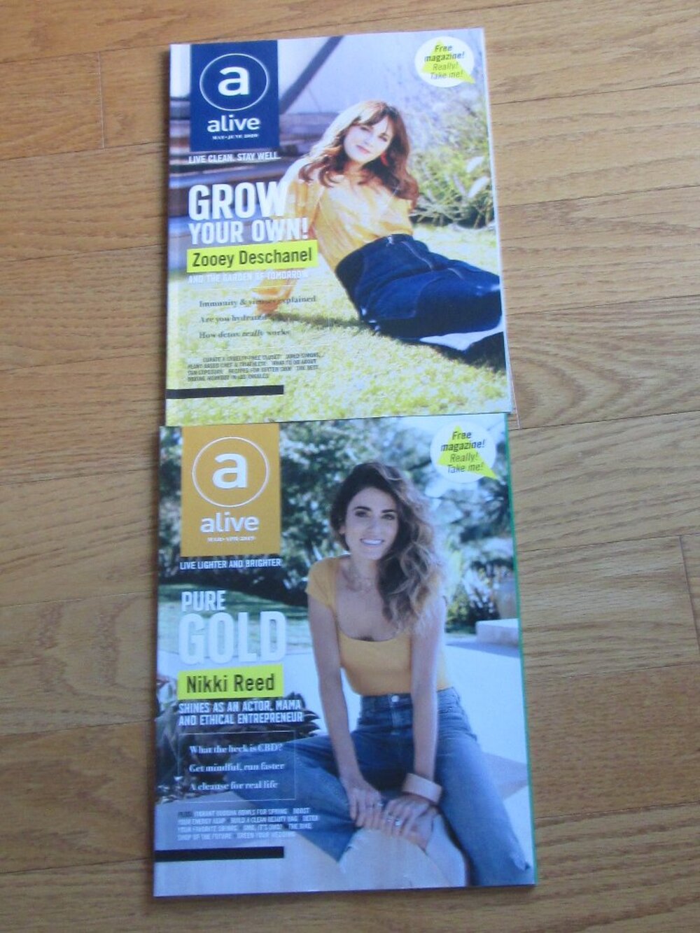 Alive magazine March 2019 Nikki Reed & May 2020 Zooey Deschanel - 2 issues